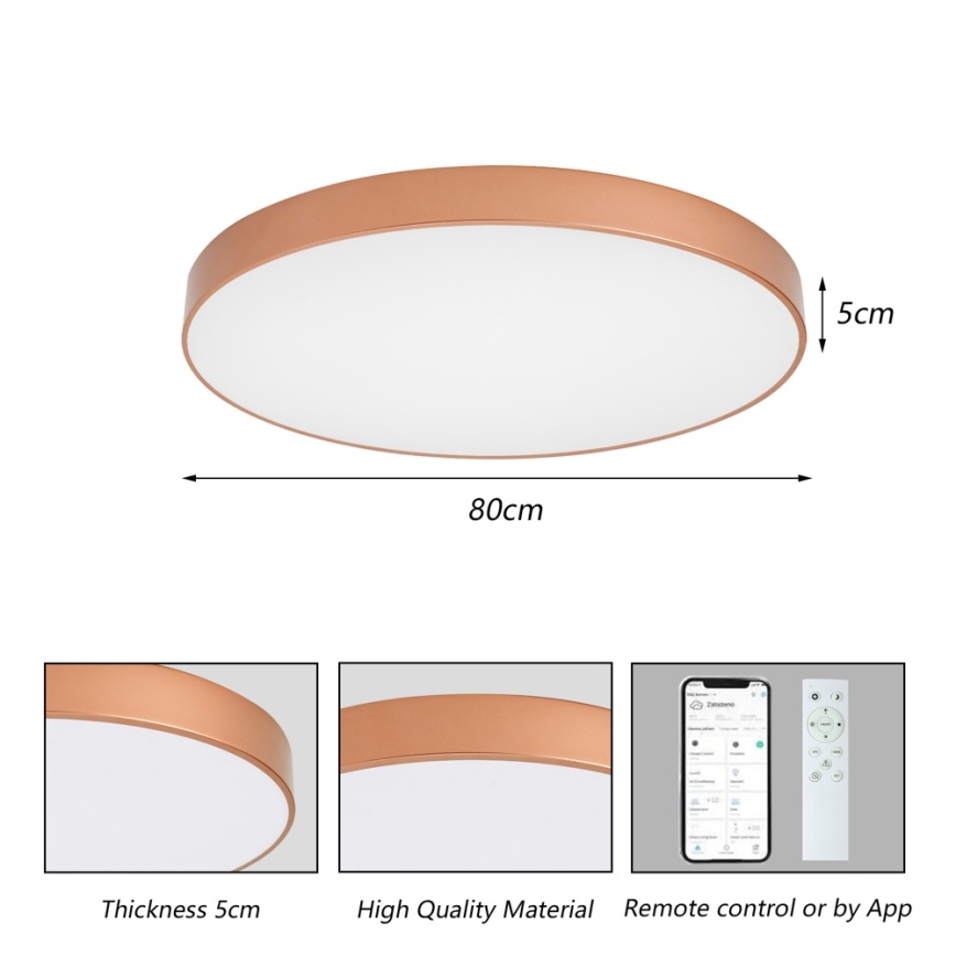 BRILAGI - Candeeiro de teto LED regulável POOL SMART LED/100W/230V 3000-6000K Ø 80 cm Wi-Fi Tuya acabamento em cobre + controlo remoto