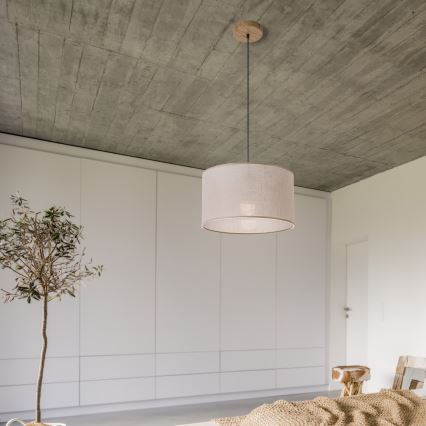 Brilagi - LED Candeeiro suspenso ANTHONY 1xE27/60W/230V carvalho/bege