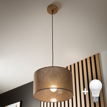 Brilagi - LED Candeeiro suspenso ANTHONY 1xE27/60W/230V carvalho/castanho