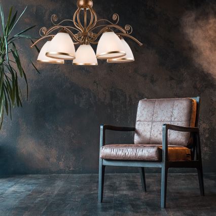 Brilagi - LED Candeeiro suspenso ANTICO 5xE27/60W/230V bronze pátina