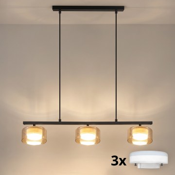 Brilagi - LED Candeeiro suspenso com cabo AURA LUX 3xGX53/30W/230V preto/dourado