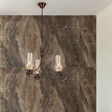 Brilagi - LED Candeeiro suspenso COTTAGE 3xE14/40W/230V carvalho/castanho