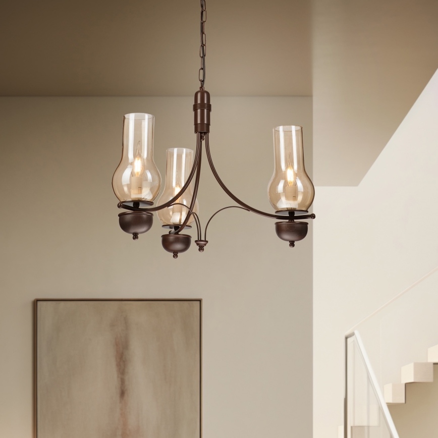 Brilagi - LED Candeeiro suspenso COTTAGE 3xE14/40W/230V carvalho/castanho