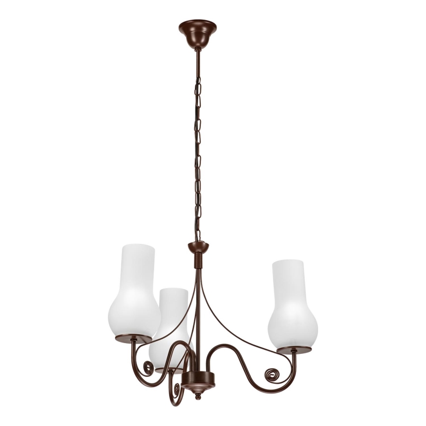 Brilagi - LED Candeeiro suspenso COTTAGE 3xE14/40W/230V castanho/branco