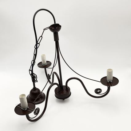 Brilagi - LED Candeeiro suspenso COTTAGE 3xE14/40W/230V castanho/branco