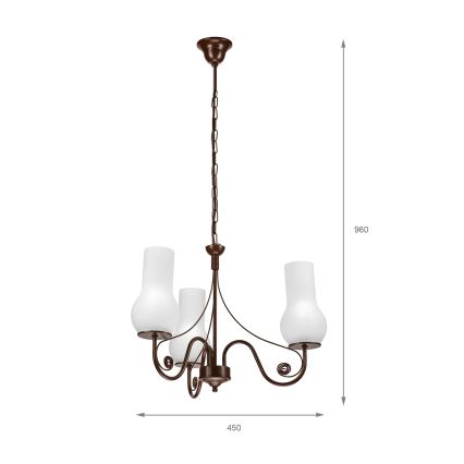 Brilagi - LED Candeeiro suspenso COTTAGE 3xE14/40W/230V castanho/branco