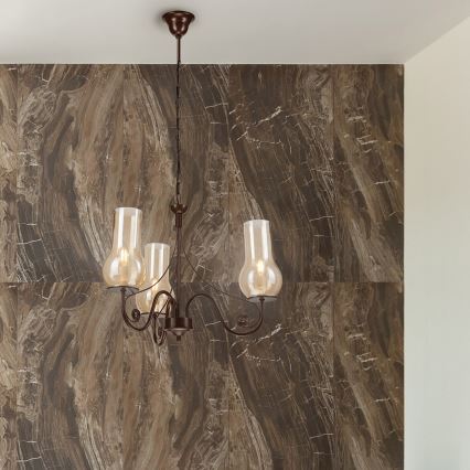 Brilagi - LED Candeeiro suspenso COTTAGE 3xE14/40W/230V castanho