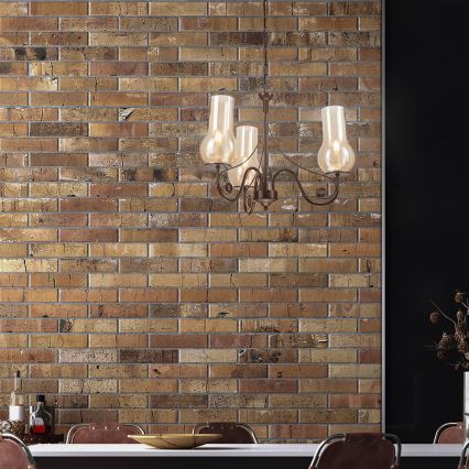 Brilagi - LED Candeeiro suspenso COTTAGE 3xE14/40W/230V castanho