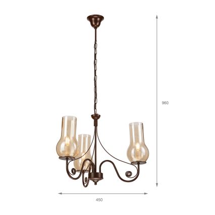 Brilagi - LED Candeeiro suspenso COTTAGE 3xE14/40W/230V castanho