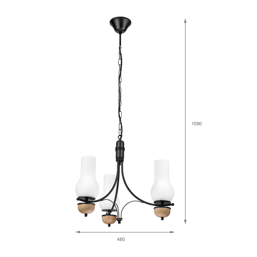 Brilagi - LED Candeeiro suspenso COTTAGE 3xE14/40W/230V faia/branco