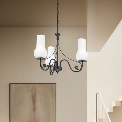 Brilagi - LED Candeeiro suspenso COTTAGE 3xE14/40W/230V preto/branco