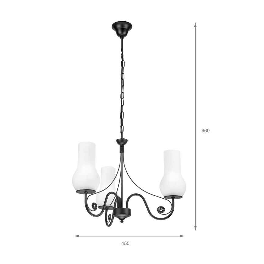 Brilagi - LED Candeeiro suspenso COTTAGE 3xE14/40W/230V preto/branco