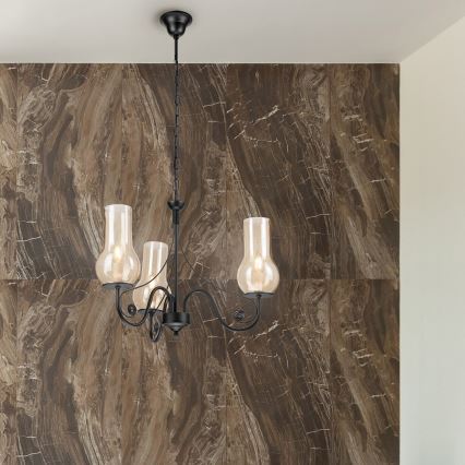 Brilagi - LED Candeeiro suspenso COTTAGE 3xE14/40W/230V preto/castanho