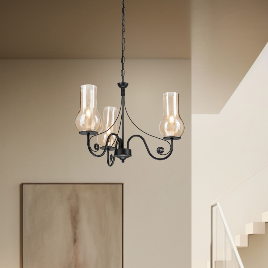 Brilagi - LED Candeeiro suspenso COTTAGE 3xE14/40W/230V preto/castanho