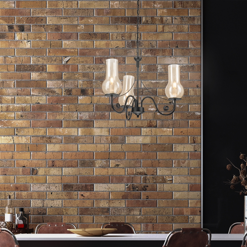 Brilagi - LED Candeeiro suspenso COTTAGE 3xE14/40W/230V preto/castanho