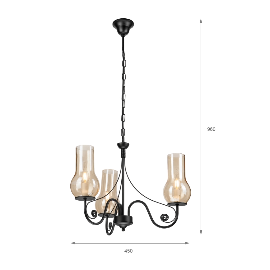 Brilagi - LED Candeeiro suspenso COTTAGE 3xE14/40W/230V preto/castanho