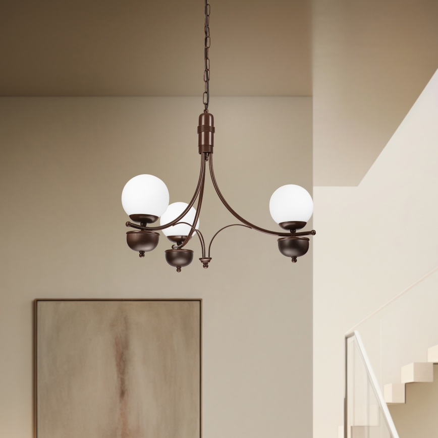 Brilagi - LED Candeeiro suspenso COTTAGE 3xG9/40W/230V carvalho/branco