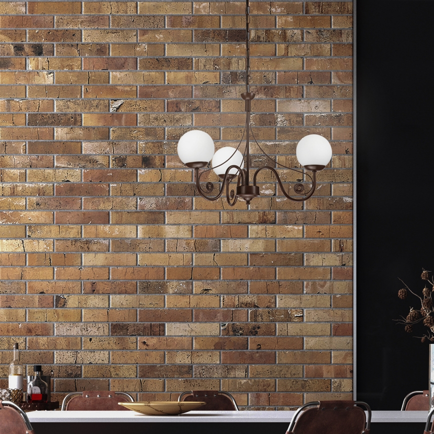 Brilagi - LED Candeeiro suspenso COTTAGE 3xG9/40W/230V castanho/branco