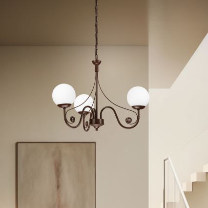 Brilagi - LED Candeeiro suspenso COTTAGE 3xG9/40W/230V castanho/branco