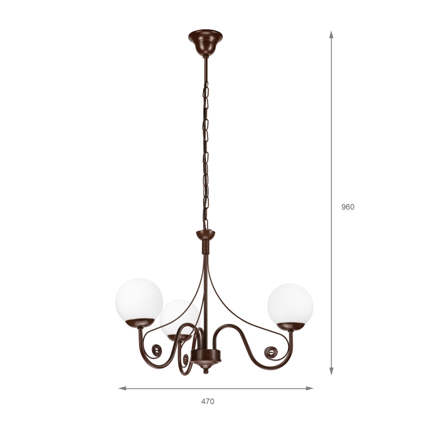 Brilagi - LED Candeeiro suspenso COTTAGE 3xG9/40W/230V castanho/branco
