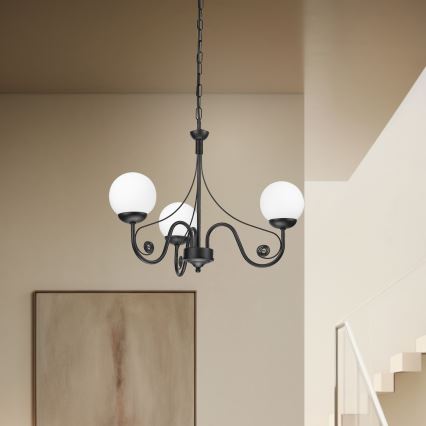 Brilagi - LED Candeeiro suspenso COTTAGE 3xG9/40W/230V preto/branco