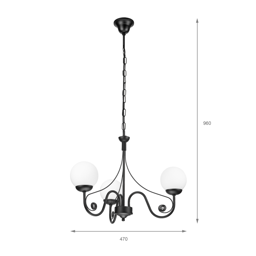 Brilagi - LED Candeeiro suspenso COTTAGE 3xG9/40W/230V preto/branco