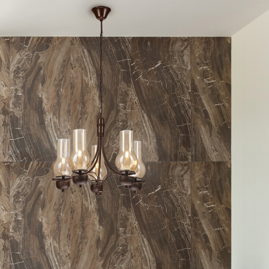 Brilagi - LED Candeeiro suspenso COTTAGE 5xE14/40W/230V carvalho/castanho