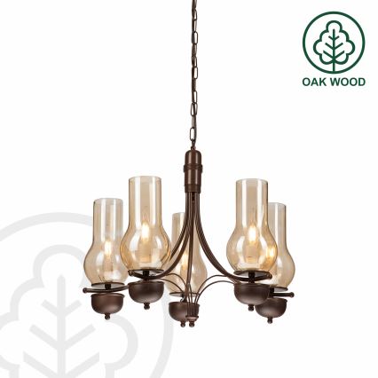 Brilagi - LED Candeeiro suspenso COTTAGE 5xE14/40W/230V carvalho/castanho