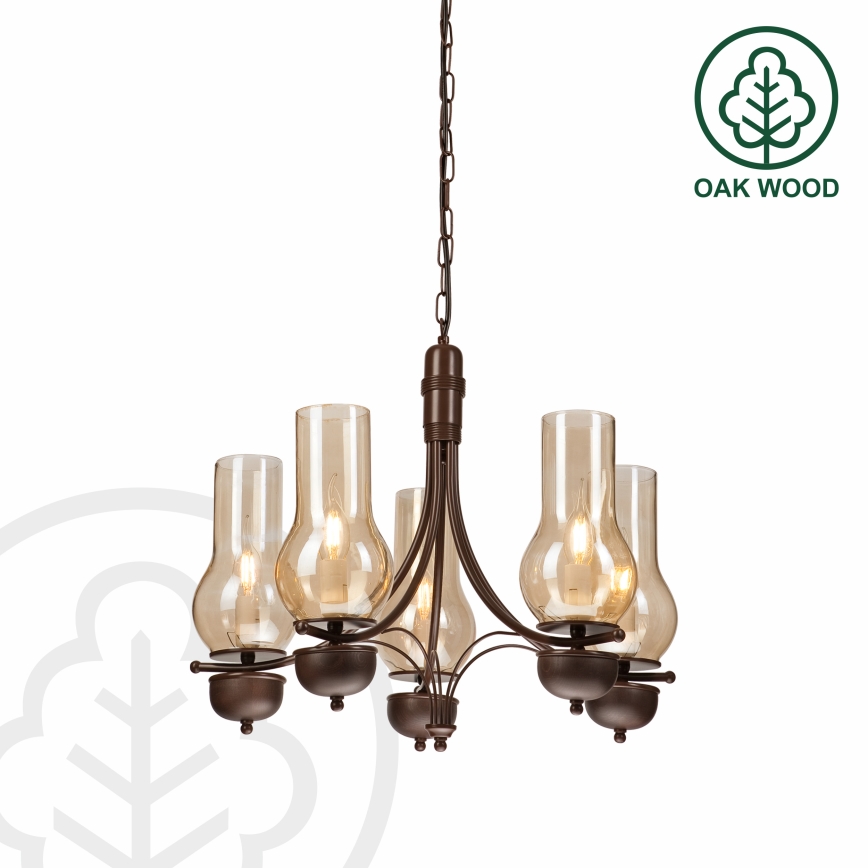 Brilagi - LED Candeeiro suspenso COTTAGE 5xE14/40W/230V carvalho/castanho