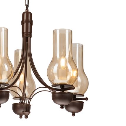 Brilagi - LED Candeeiro suspenso COTTAGE 5xE14/40W/230V carvalho/castanho