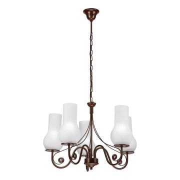 Brilagi - LED Candeeiro suspenso COTTAGE 5xE14/40W/230V castanho/branco