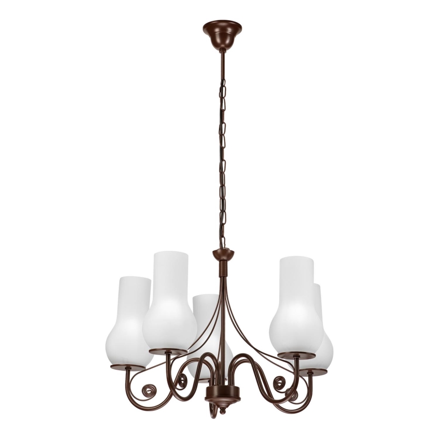 Brilagi - LED Candeeiro suspenso COTTAGE 5xE14/40W/230V castanho/branco