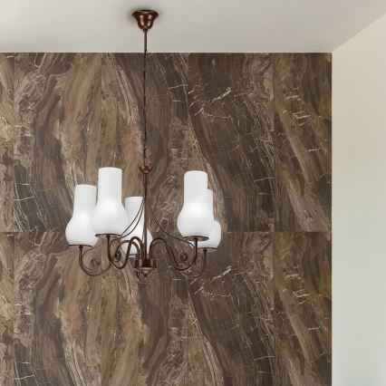 Brilagi - LED Candeeiro suspenso COTTAGE 5xE14/40W/230V castanho/branco