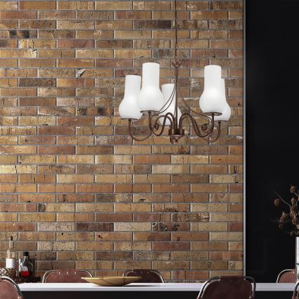 Brilagi - LED Candeeiro suspenso COTTAGE 5xE14/40W/230V castanho/branco