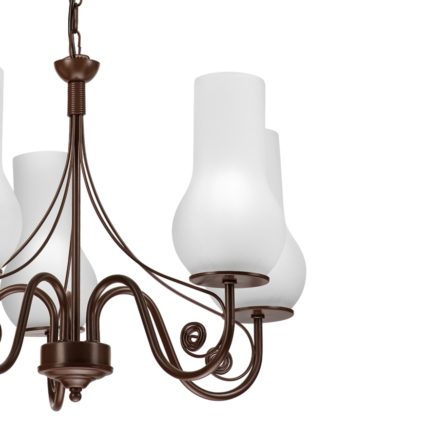 Brilagi - LED Candeeiro suspenso COTTAGE 5xE14/40W/230V castanho/branco