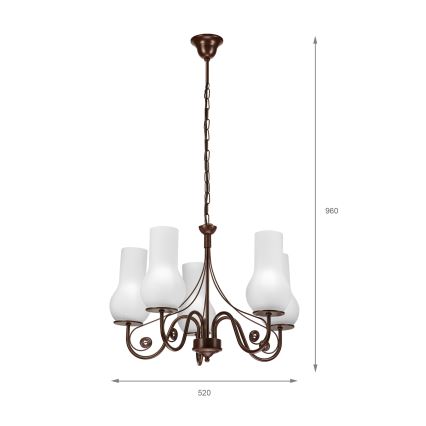 Brilagi - LED Candeeiro suspenso COTTAGE 5xE14/40W/230V castanho/branco