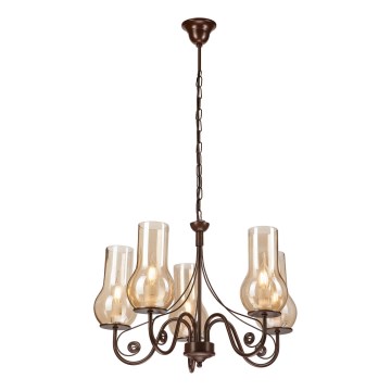 Brilagi - LED Candeeiro suspenso COTTAGE 5xE14/40W/230V castanho