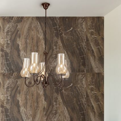 Brilagi - LED Candeeiro suspenso COTTAGE 5xE14/40W/230V castanho