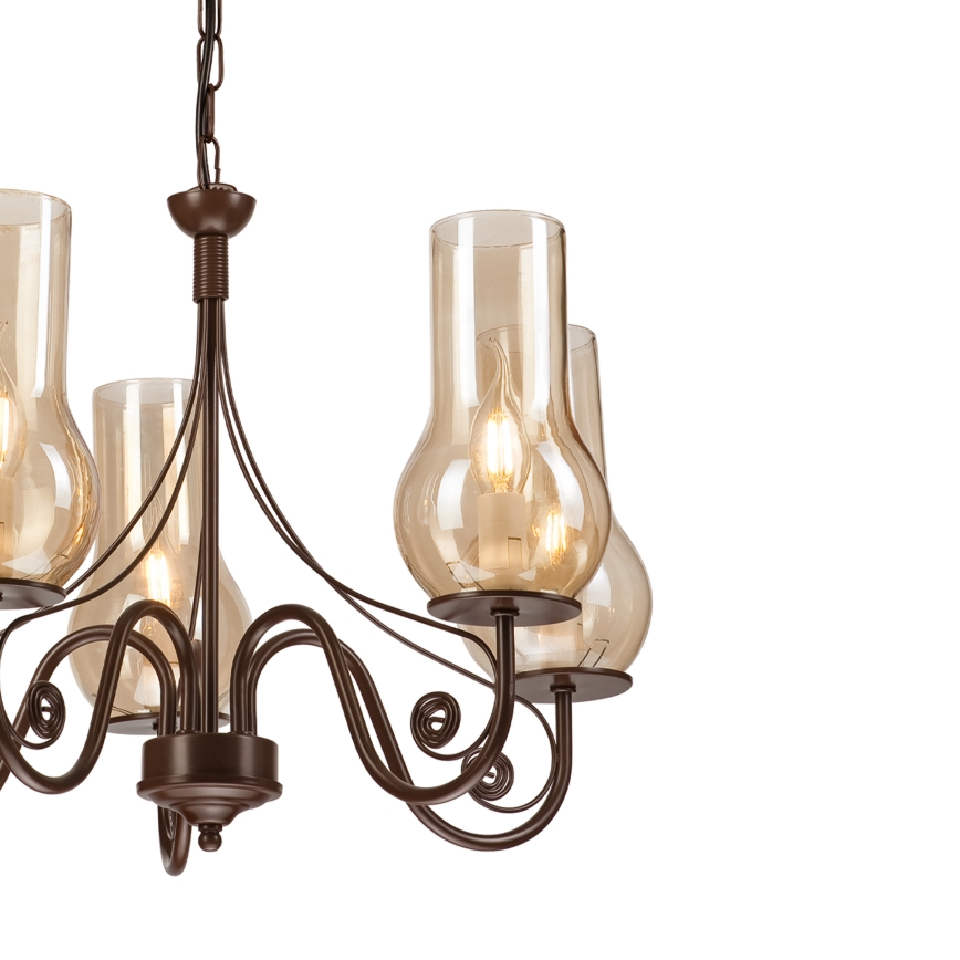 Brilagi - LED Candeeiro suspenso COTTAGE 5xE14/40W/230V castanho