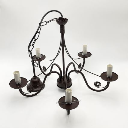 Brilagi - LED Candeeiro suspenso COTTAGE 5xE14/40W/230V castanho