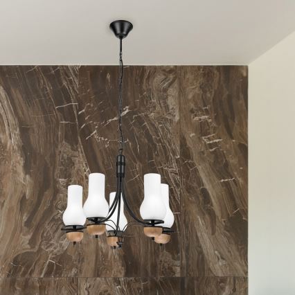 Brilagi - LED Candeeiro suspenso COTTAGE 5xE14/40W/230V faia/branco