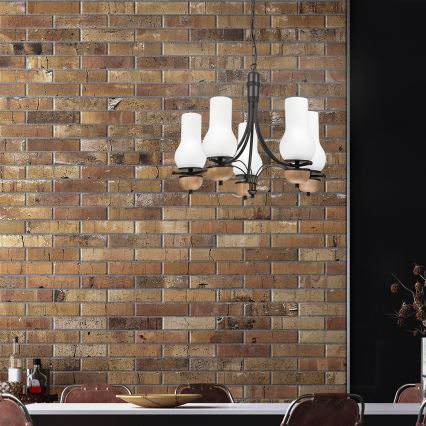 Brilagi - LED Candeeiro suspenso COTTAGE 5xE14/40W/230V faia/branco