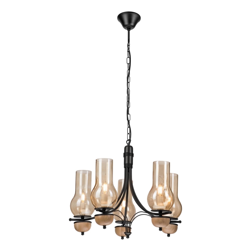 Brilagi - LED Candeeiro suspenso COTTAGE 5xE14/40W/230V faia/castanho