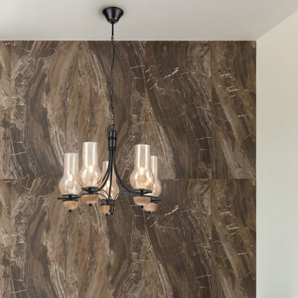 Brilagi - LED Candeeiro suspenso COTTAGE 5xE14/40W/230V faia/castanho