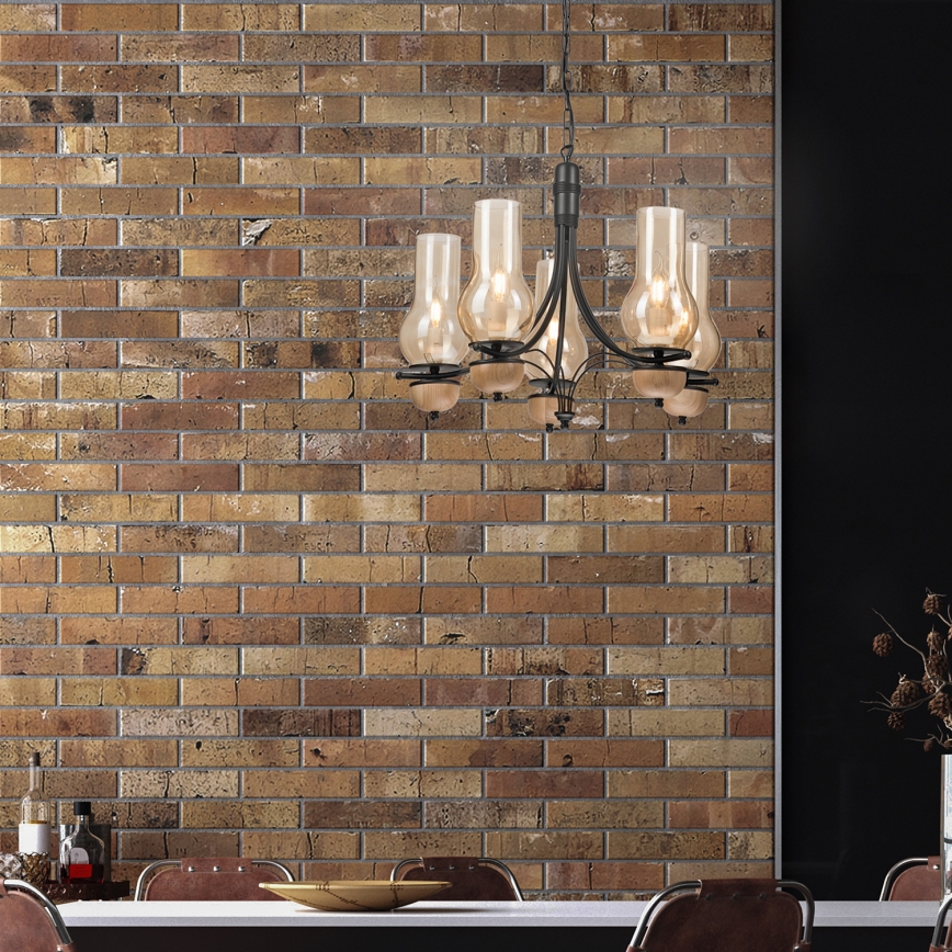 Brilagi - LED Candeeiro suspenso COTTAGE 5xE14/40W/230V faia/castanho