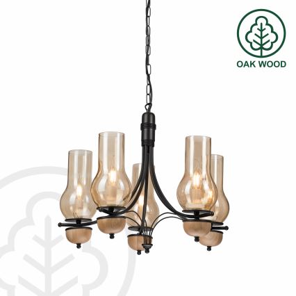 Brilagi - LED Candeeiro suspenso COTTAGE 5xE14/40W/230V faia/castanho