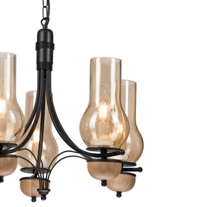 Brilagi - LED Candeeiro suspenso COTTAGE 5xE14/40W/230V faia/castanho