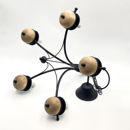 Brilagi - LED Candeeiro suspenso COTTAGE 5xE14/40W/230V faia/castanho