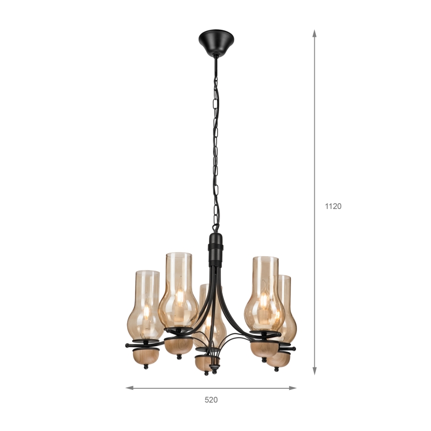 Brilagi - LED Candeeiro suspenso COTTAGE 5xE14/40W/230V faia/castanho