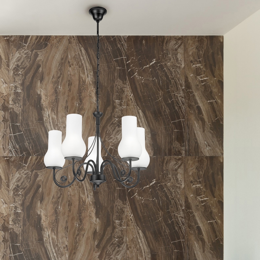 Brilagi - LED Candeeiro suspenso COTTAGE 5xE14/40W/230V preto/branco